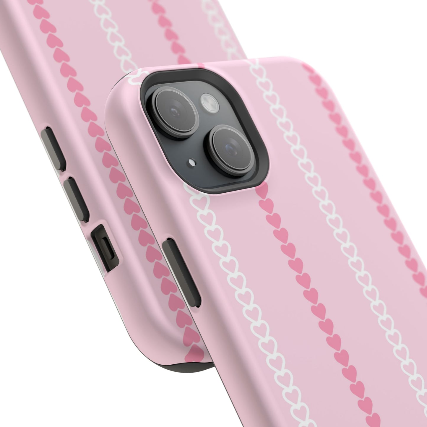Pink Heart Stripe Impact-Resistant Phone Case