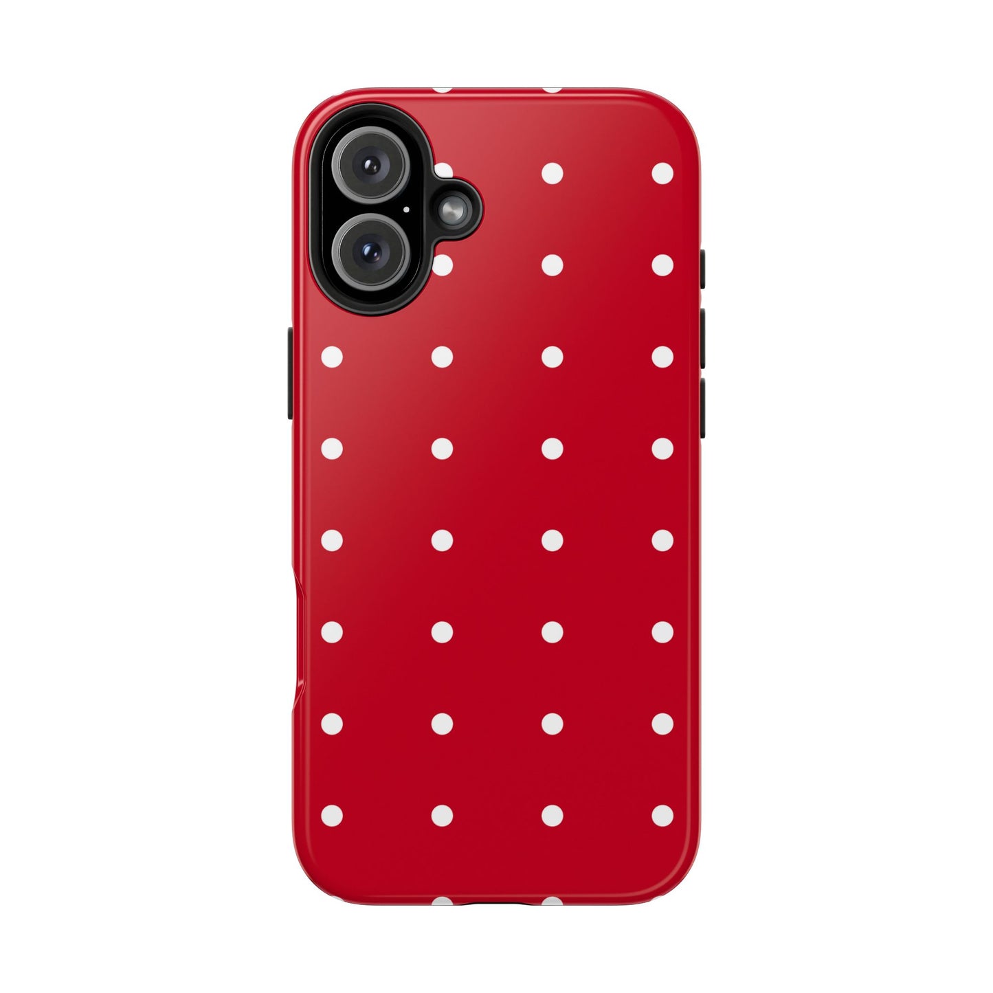 Red Polka Dot Tough Phone Case — Durable Glossy Protective Phone Cover