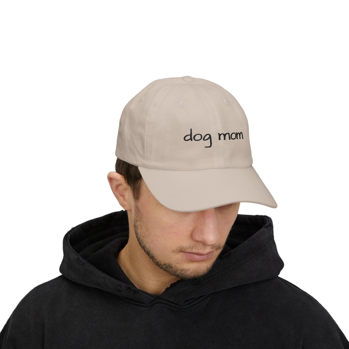 Dog Mom Cap — Embroidered White Baseball Hat for Pet Lovers