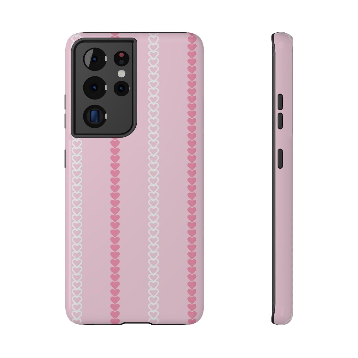 Pink Heart Stripe Impact-Resistant Phone Case