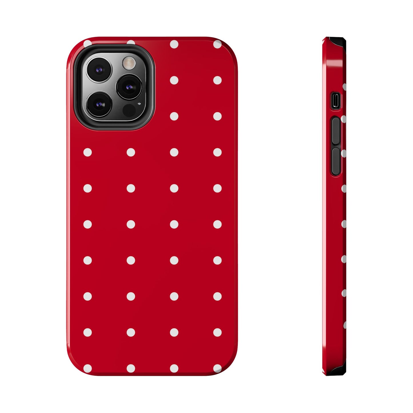 Red Polka Dot Tough Phone Case — Durable Glossy Protective Phone Cover