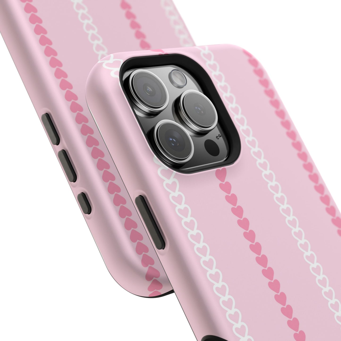 Pink Heart Stripe Impact-Resistant Phone Case