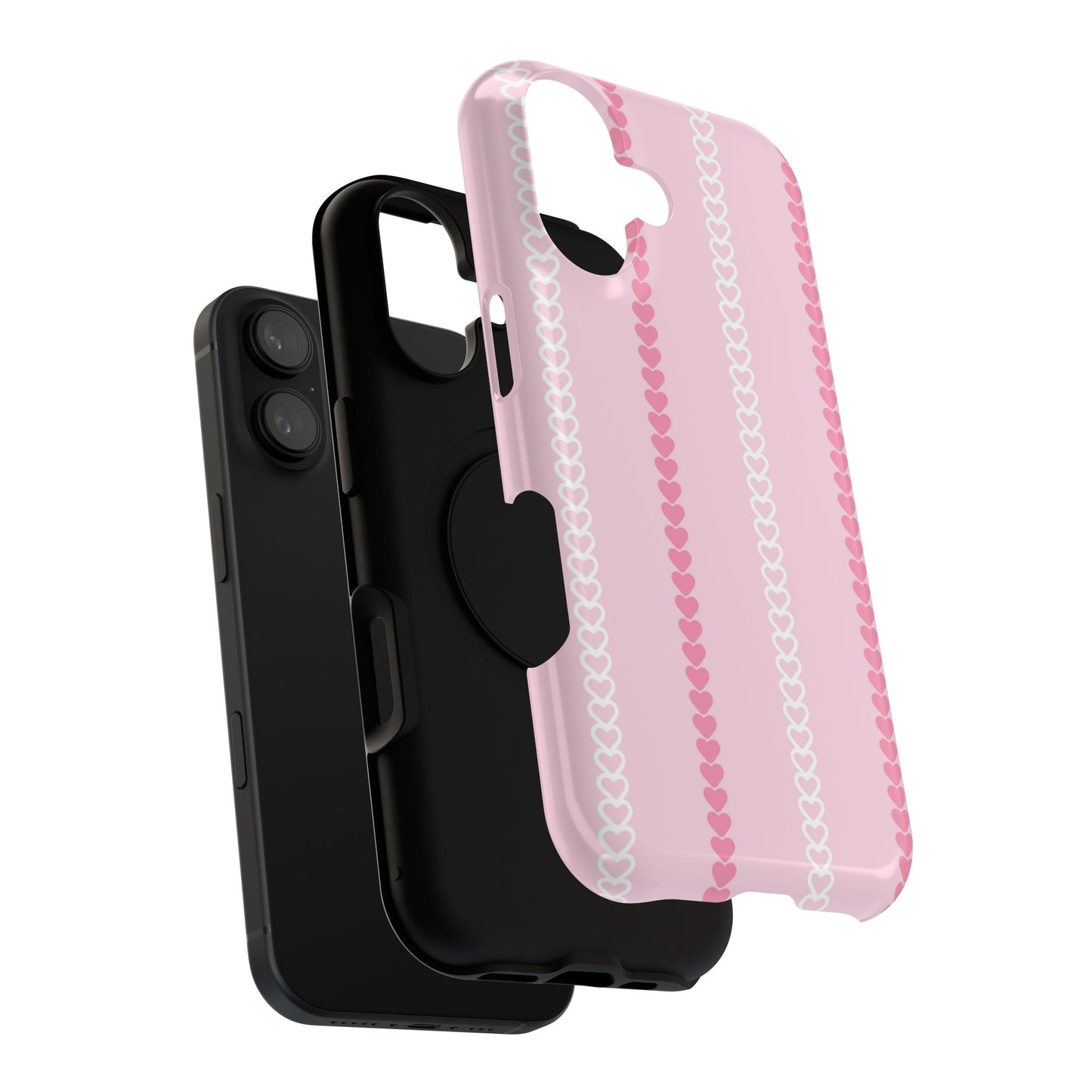 Pink Heart Stripe Impact-Resistant Phone Case