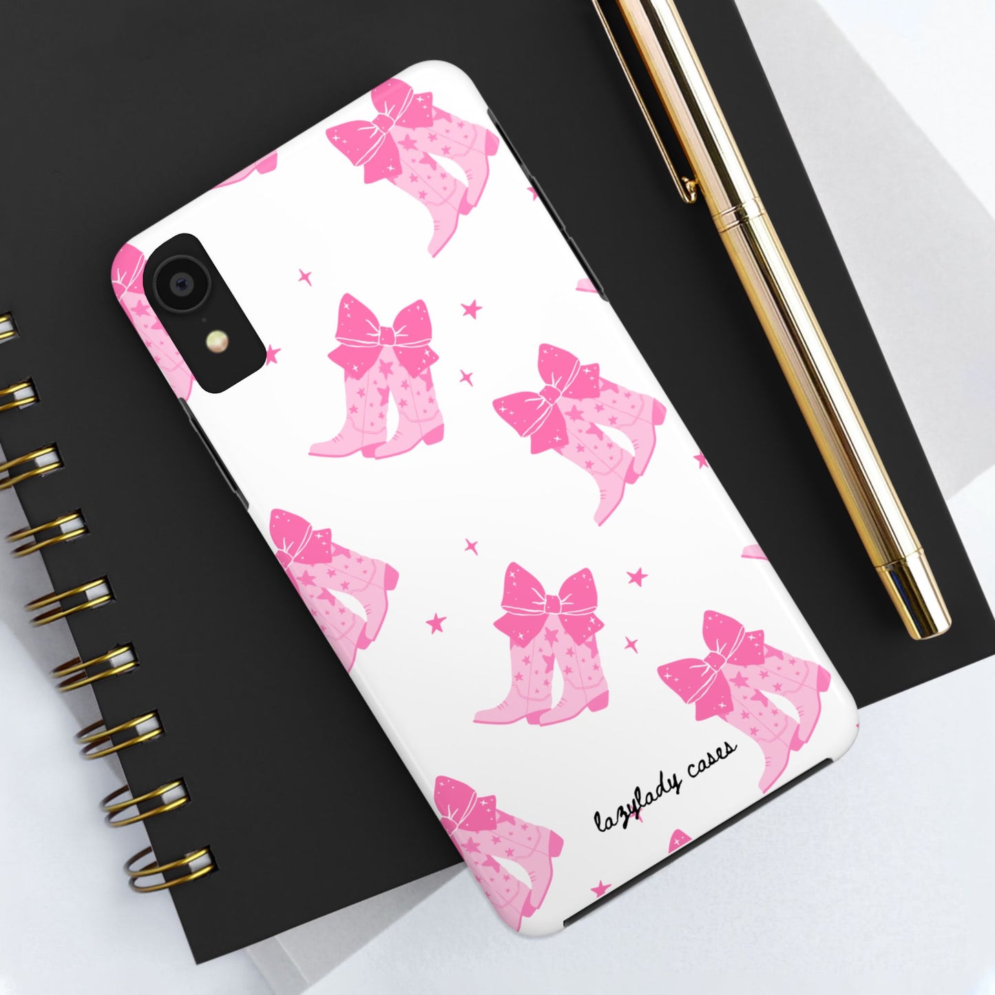 Pink Cowgirl Tough Phone Case - Trendy Protection with Bow Design