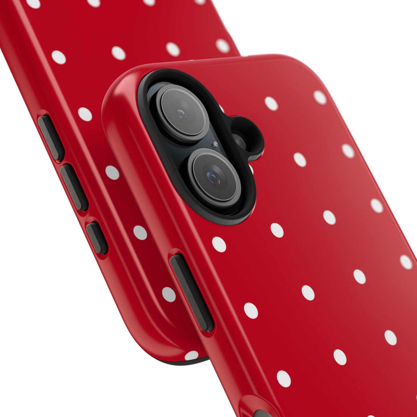 Red Polka Dot Tough Phone Case — Durable Glossy Protective Phone Cover