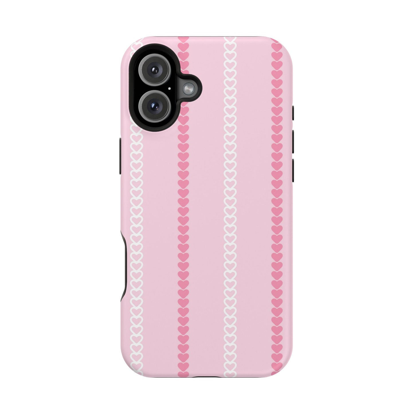 Pink Heart Stripe Impact-Resistant Phone Case