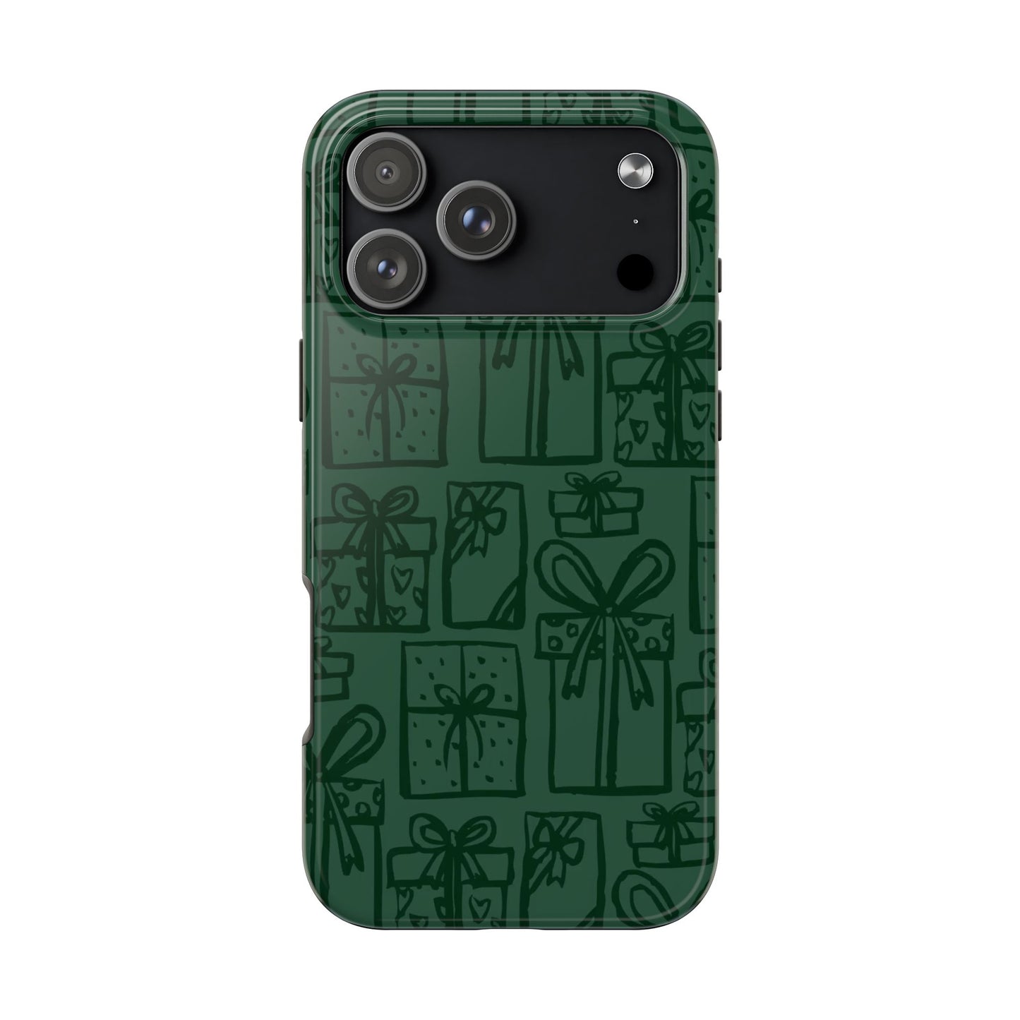 Holiday Gift Pattern Tough Phone Case — Dark Green Present Illustrations