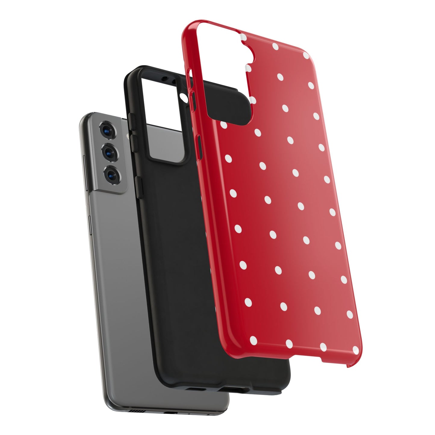 Red Polka Dot Tough Phone Case — Durable Glossy Protective Phone Cover