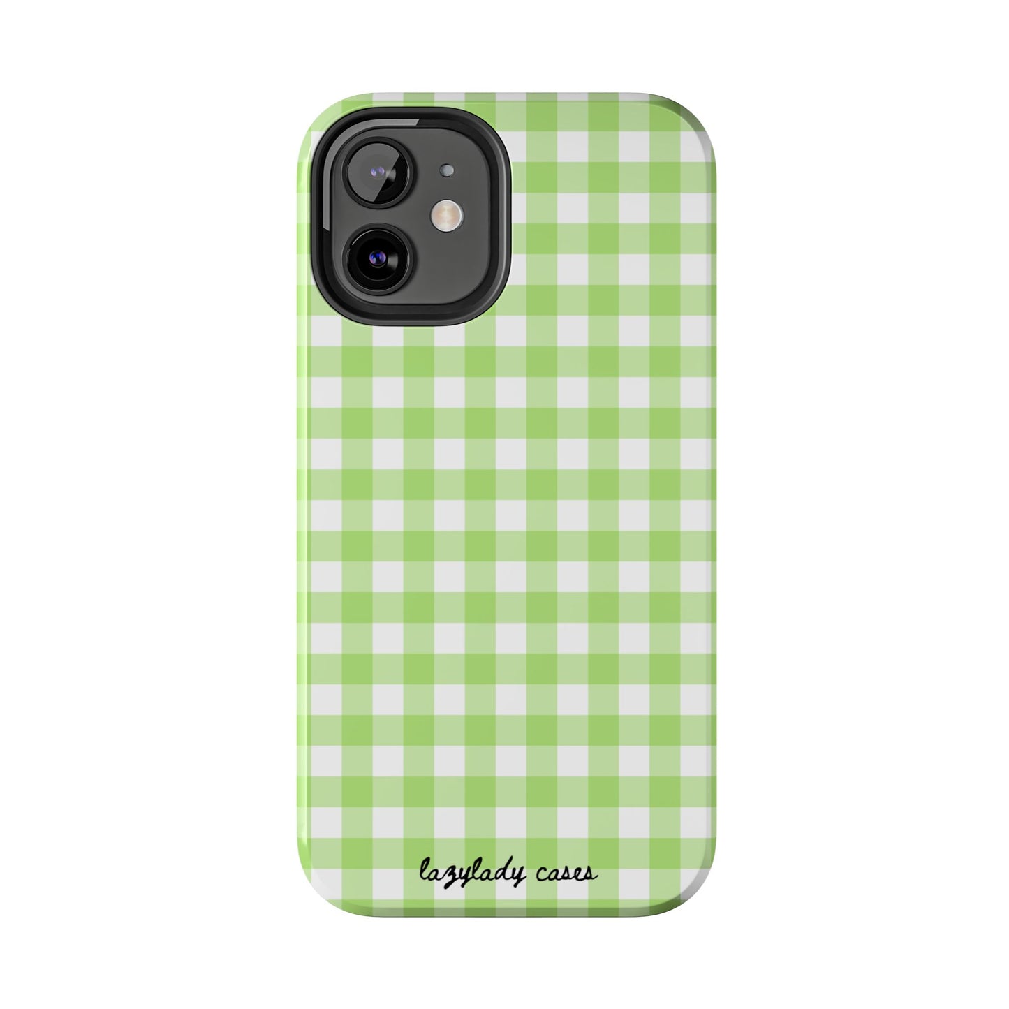 Green Gingham Tough Phone Case – Durable Protection with Stylish Checkered Design