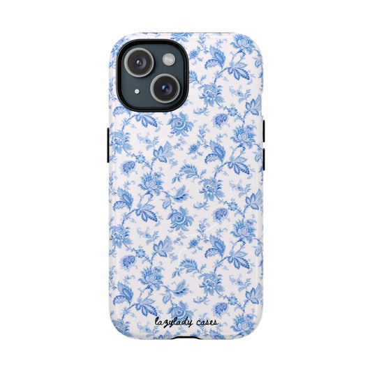 Tough Blue Flo Phone Case - Durable Magnetic Cover for Protection, Cute Gift for Her, Floral Pattern, Trending Tech Accessories