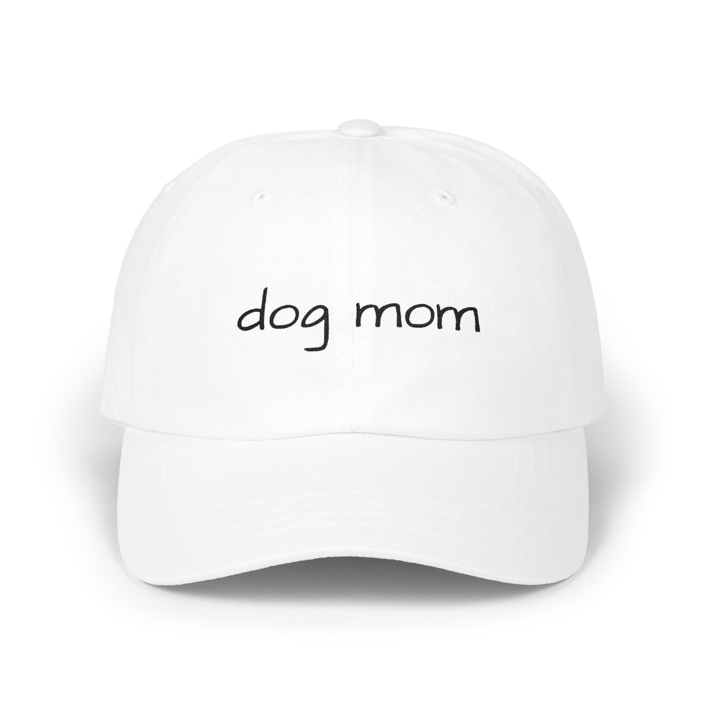 Dog Mom Cap — Embroidered White Baseball Hat for Pet Lovers