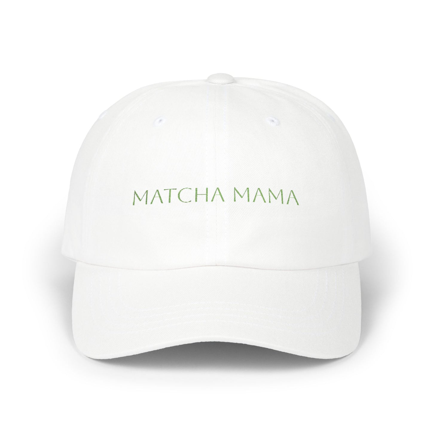 Matcha Mama Cap — Embroidered White Baseball Hat
