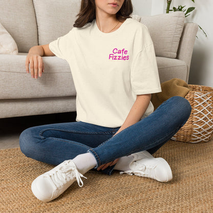 Cafe Fizzies T-Shirt — Retro Pink Cafe Logo Tee for Coffee Lovers