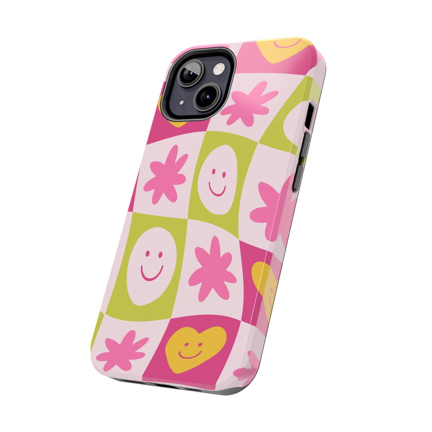 Colorful Smiley Pattern Tough Phone Cases, Playful Phone Covers, Fun Gifts for Friends, Cute Accessories, Vibrant and Durable