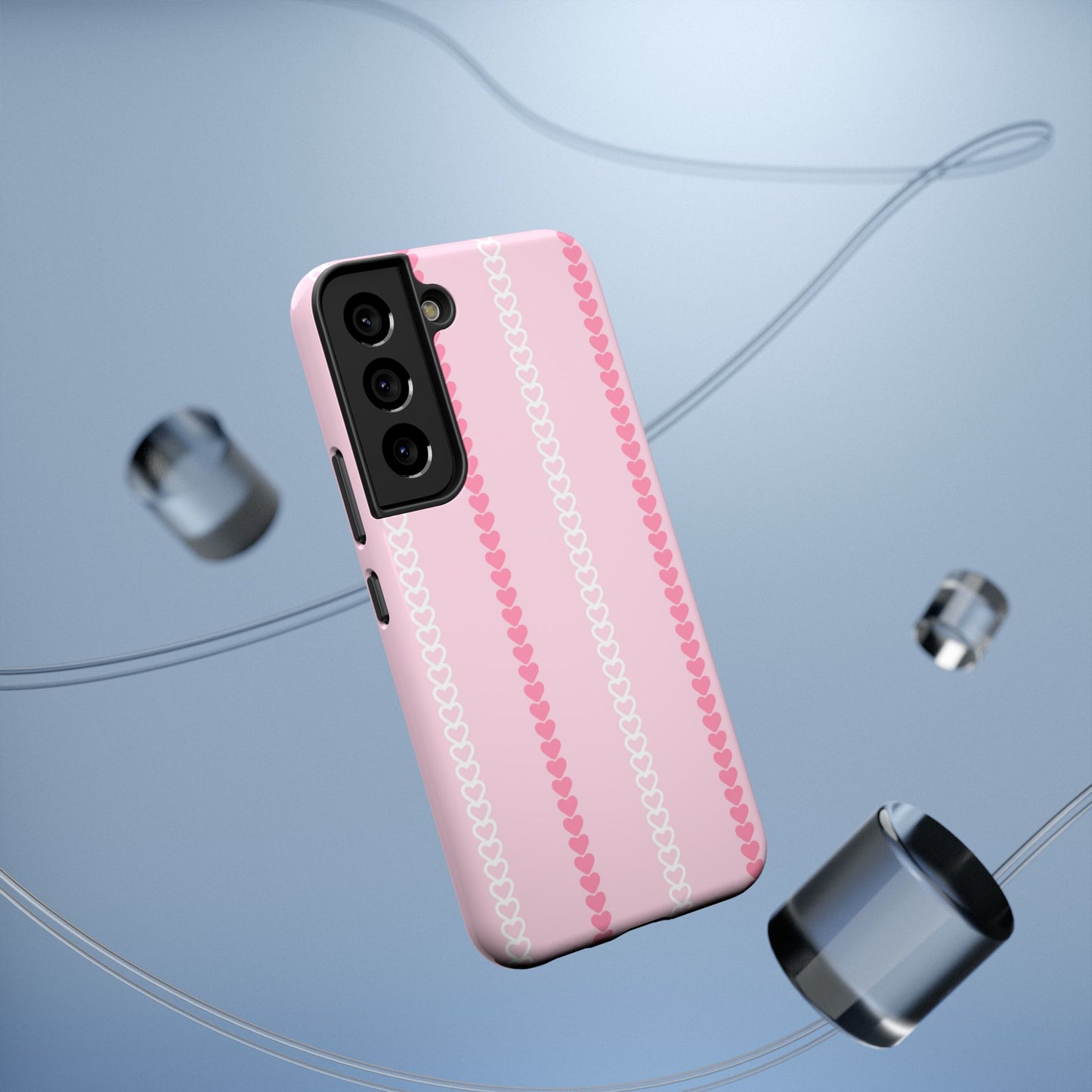 Pink Heart Stripe Impact-Resistant Phone Case