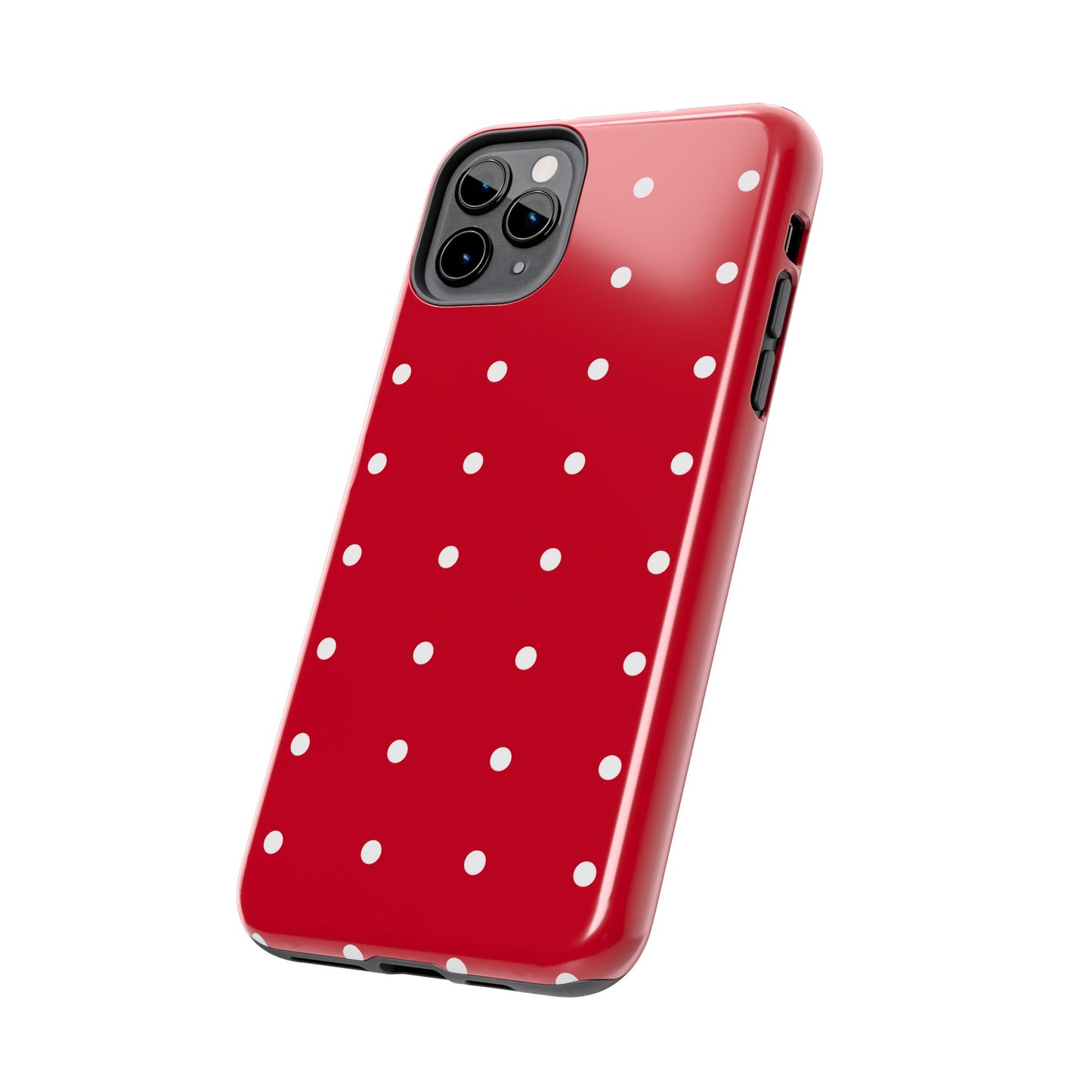 Red Polka Dot Tough Phone Case — Durable Glossy Protective Phone Cover
