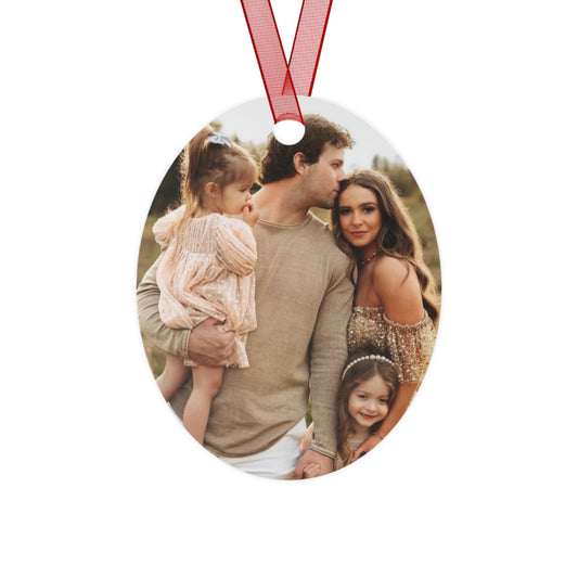 Custom Family Photo Metal Ornament - Personalized Holiday Keepsake