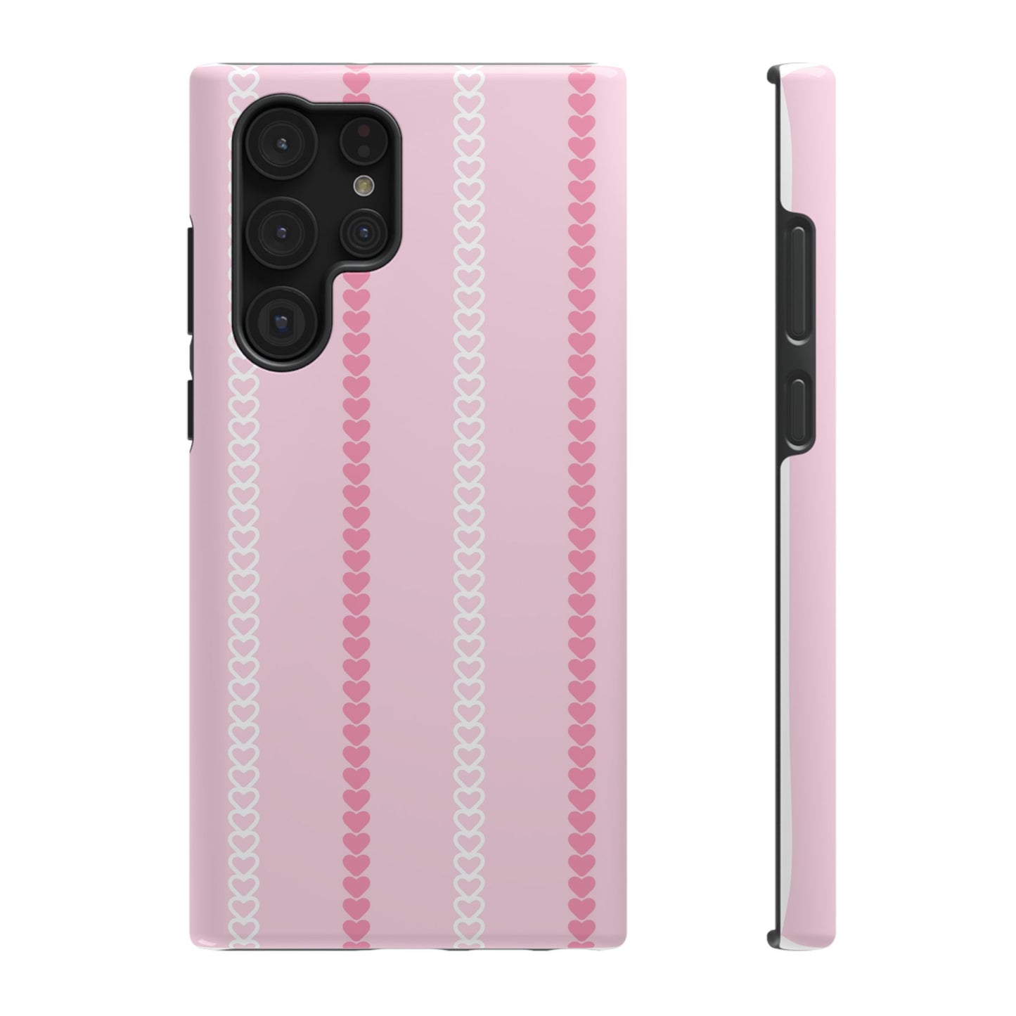 Pink Heart Stripe Impact-Resistant Phone Case
