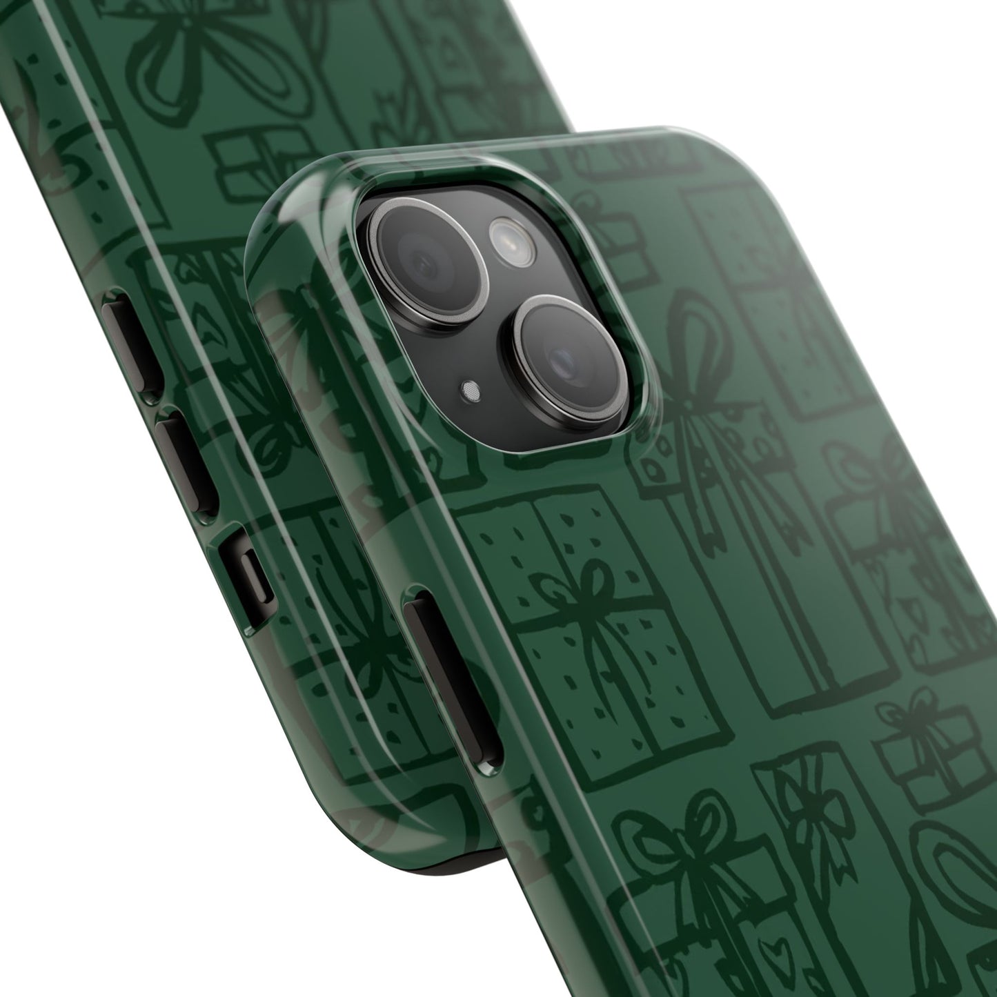 Holiday Gift Pattern Tough Phone Case — Dark Green Present Illustrations