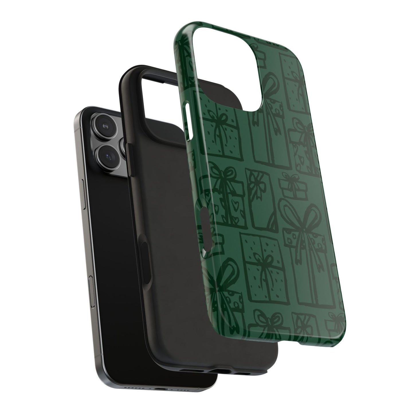 Holiday Gift Pattern Tough Phone Case — Dark Green Present Illustrations