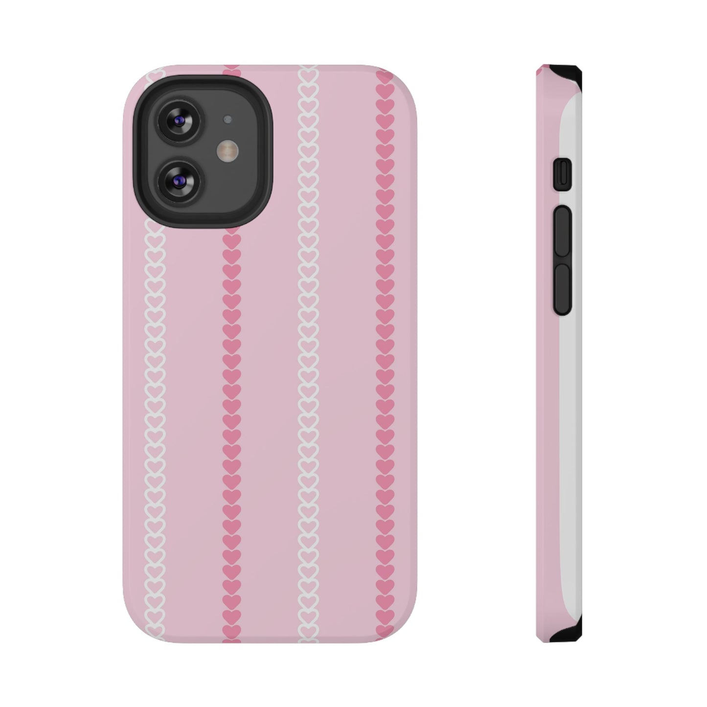 Pink Heart Stripe Impact-Resistant Phone Case