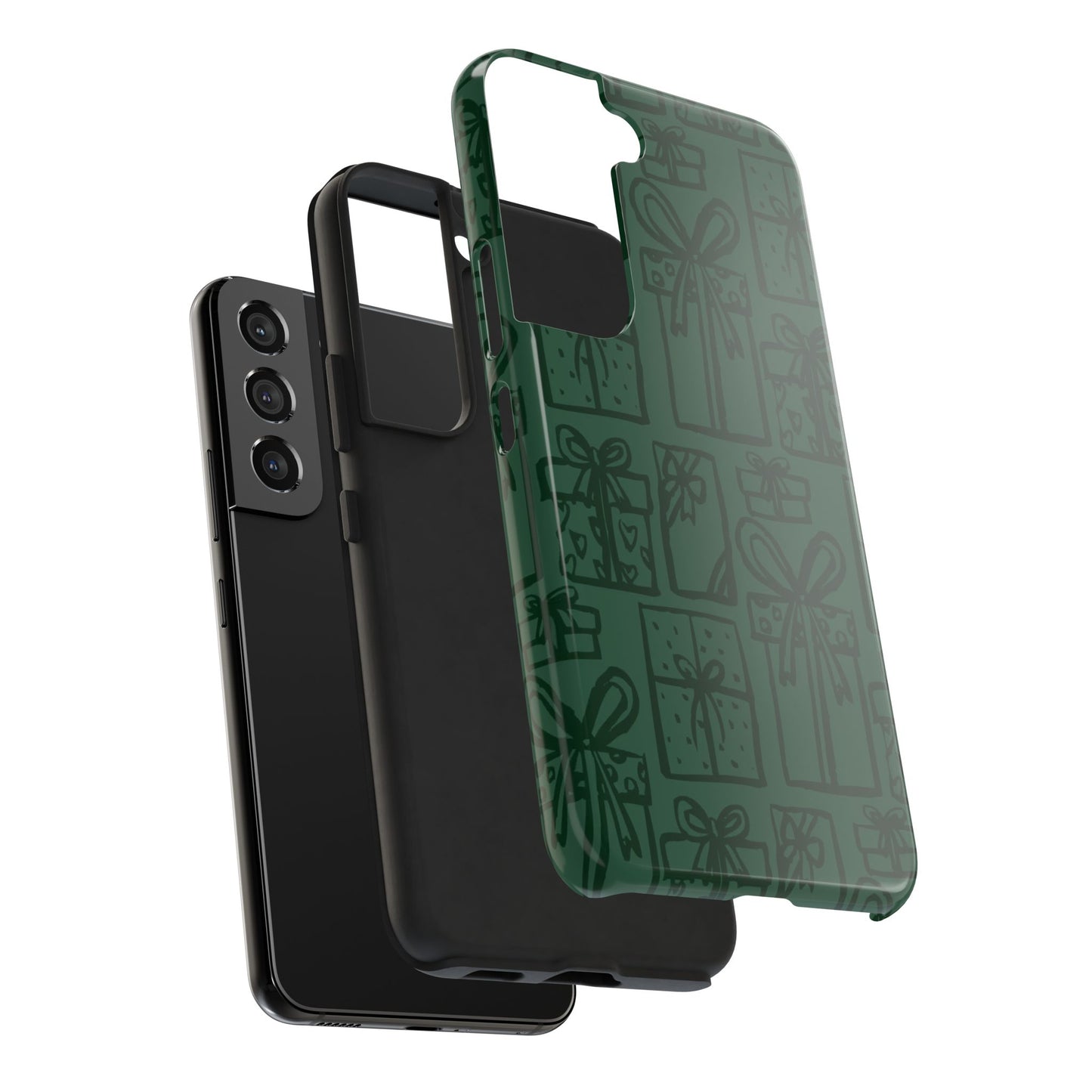 Holiday Gift Pattern Tough Phone Case — Dark Green Present Illustrations