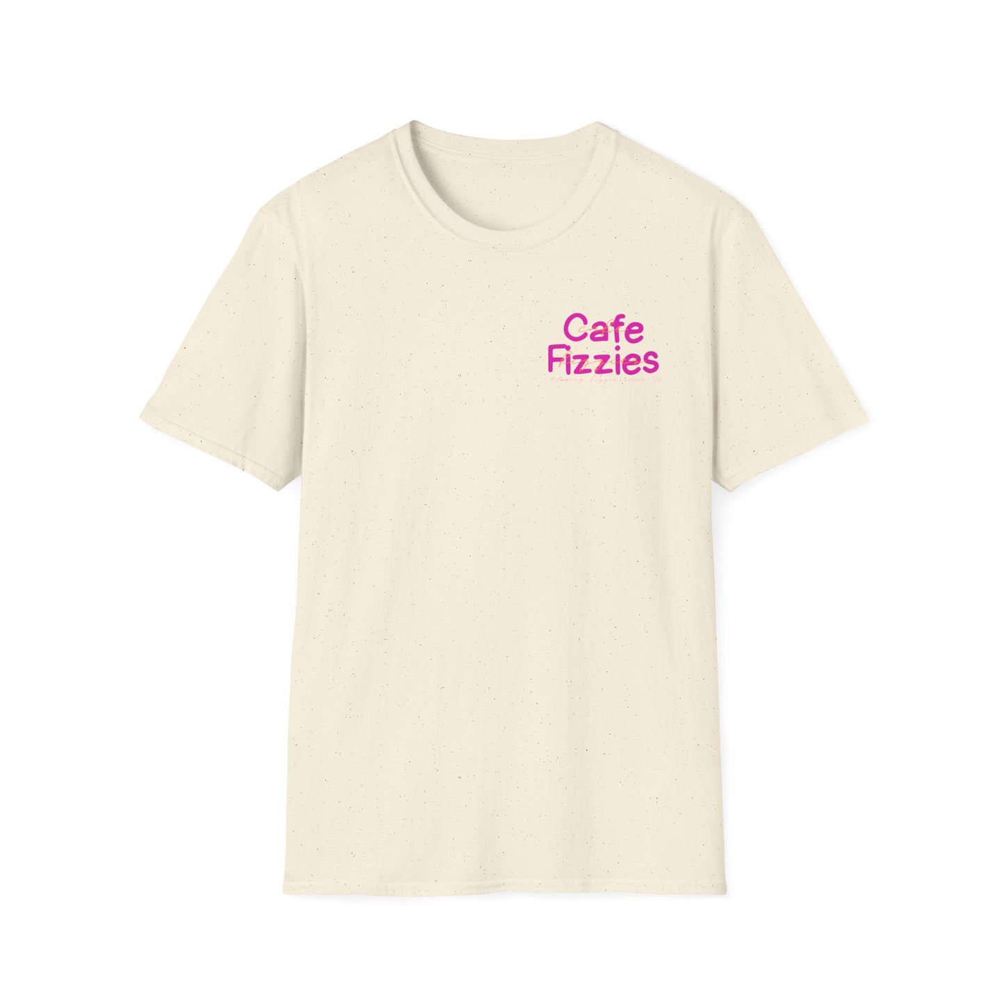 Cafe Fizzies T-Shirt — Retro Pink Cafe Logo Tee for Coffee Lovers