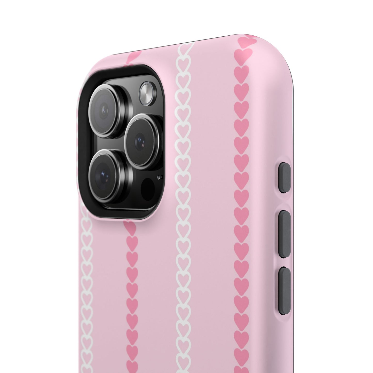 Pink Heart Stripe Impact-Resistant Phone Case