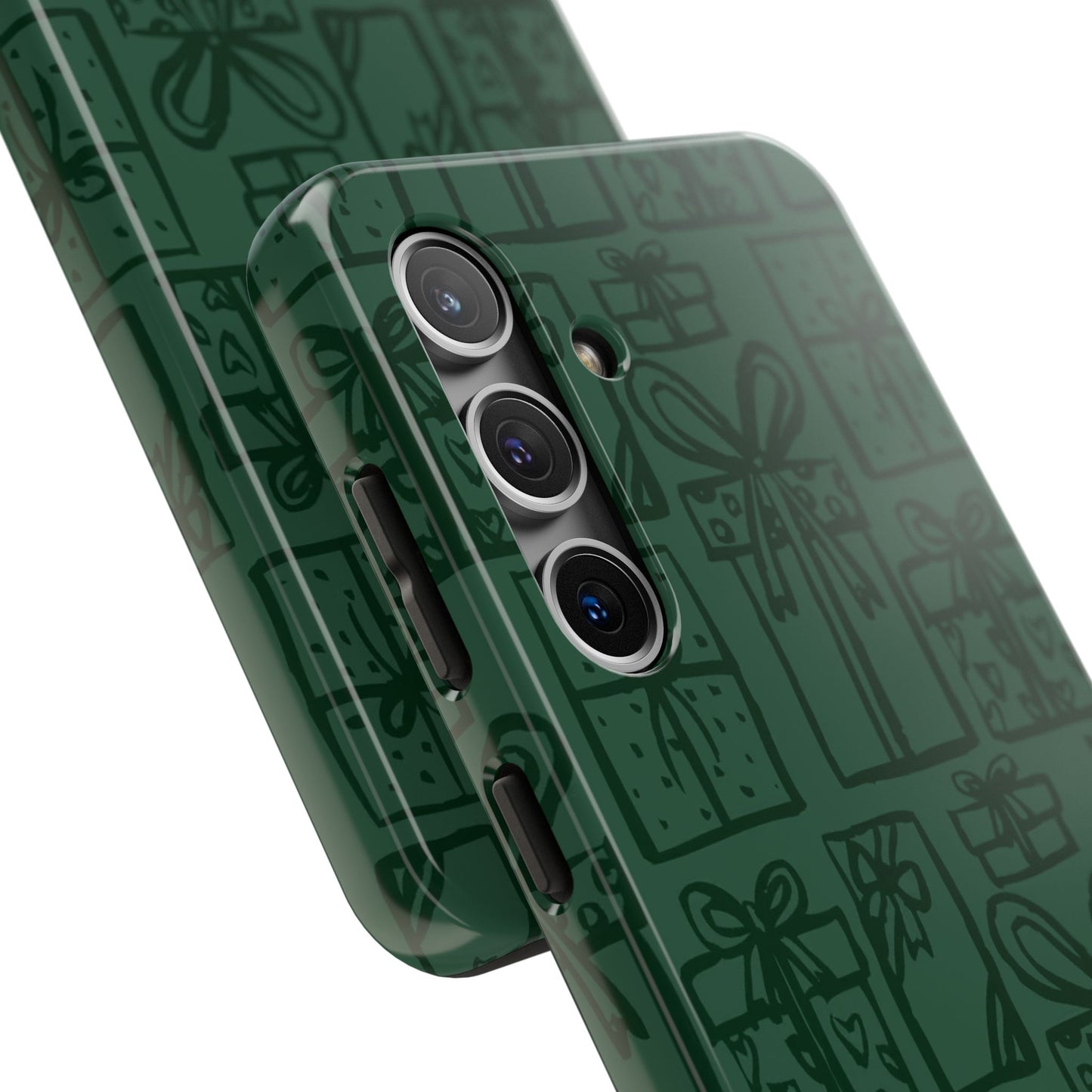 Holiday Gift Pattern Tough Phone Case — Dark Green Present Illustrations