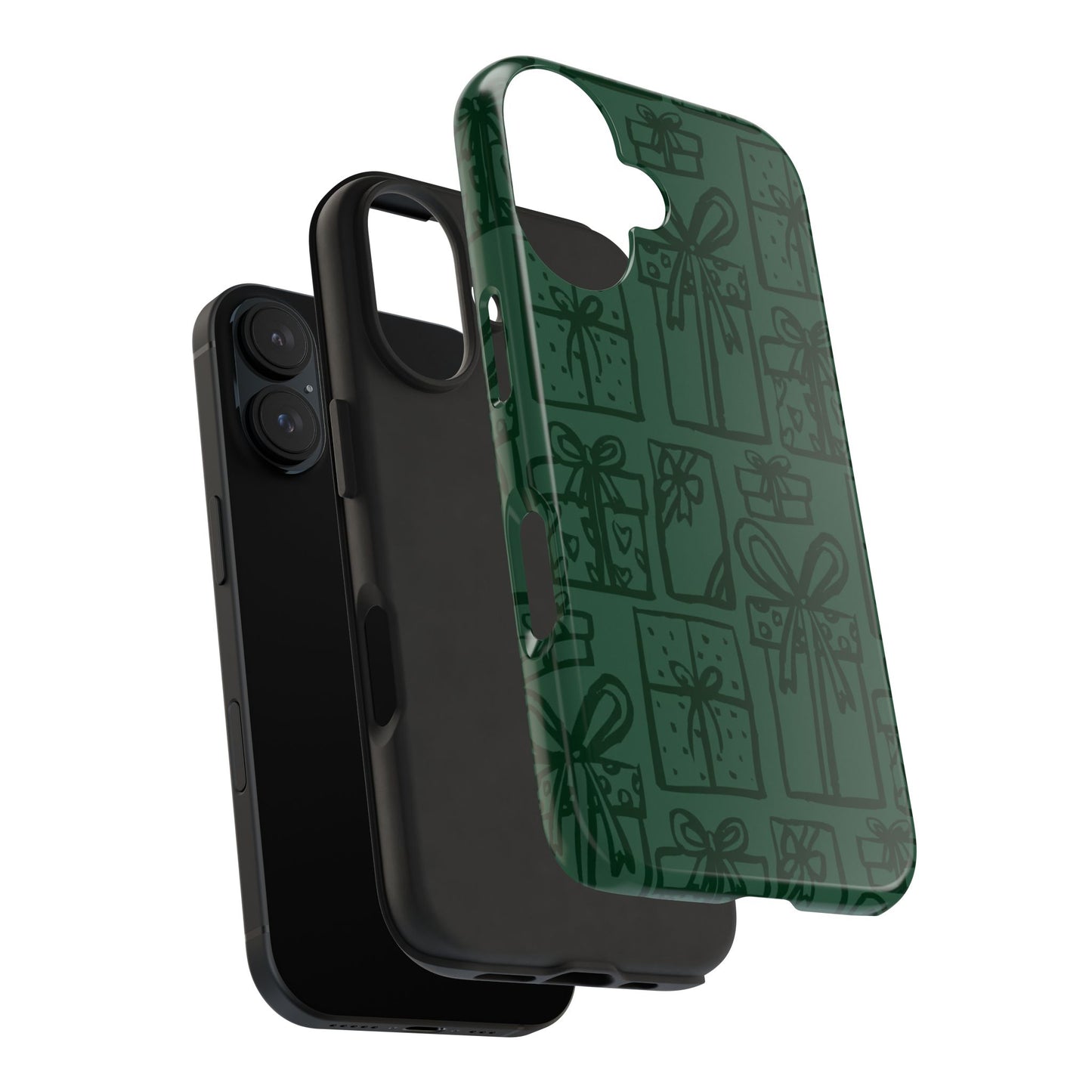 Holiday Gift Pattern Tough Phone Case — Dark Green Present Illustrations