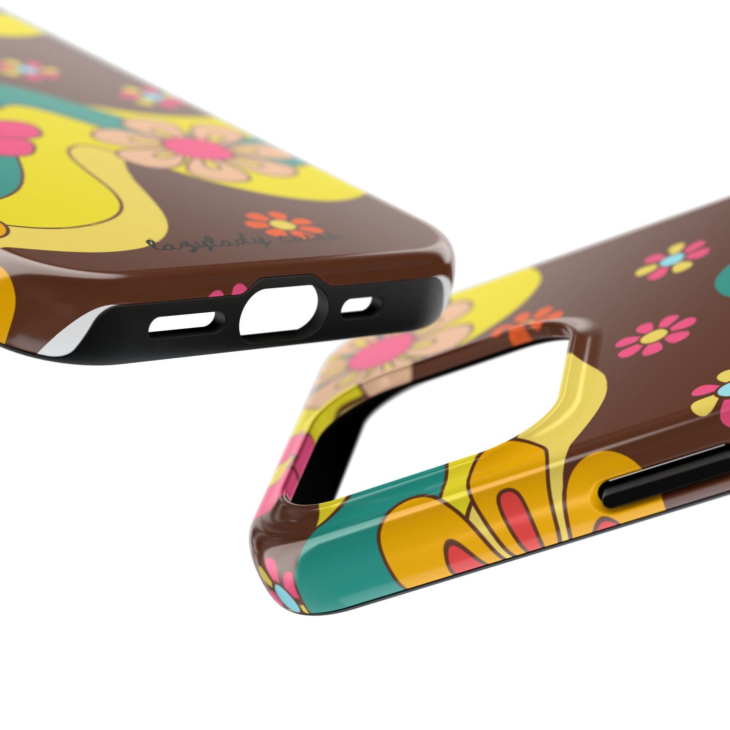 Retro Floral Tough Phone Case – Stylish and Durable Design