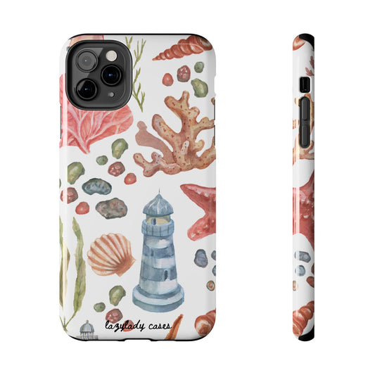 Coastal Art Tough Phone Cases - Stylish Beach Vibes with Lighthouse Design