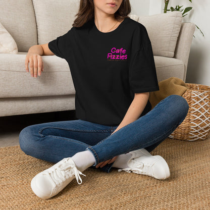 Cafe Fizzies T-Shirt — Retro Pink Cafe Logo Tee for Coffee Lovers