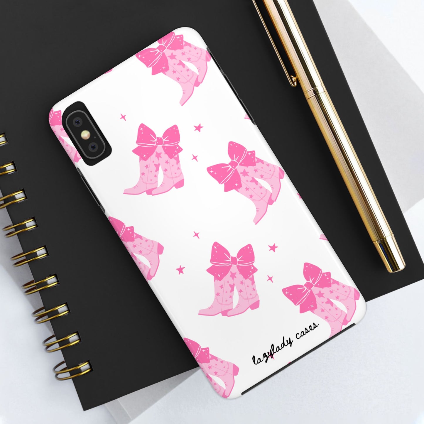 Pink Cowgirl Tough Phone Case - Trendy Protection with Bow Design