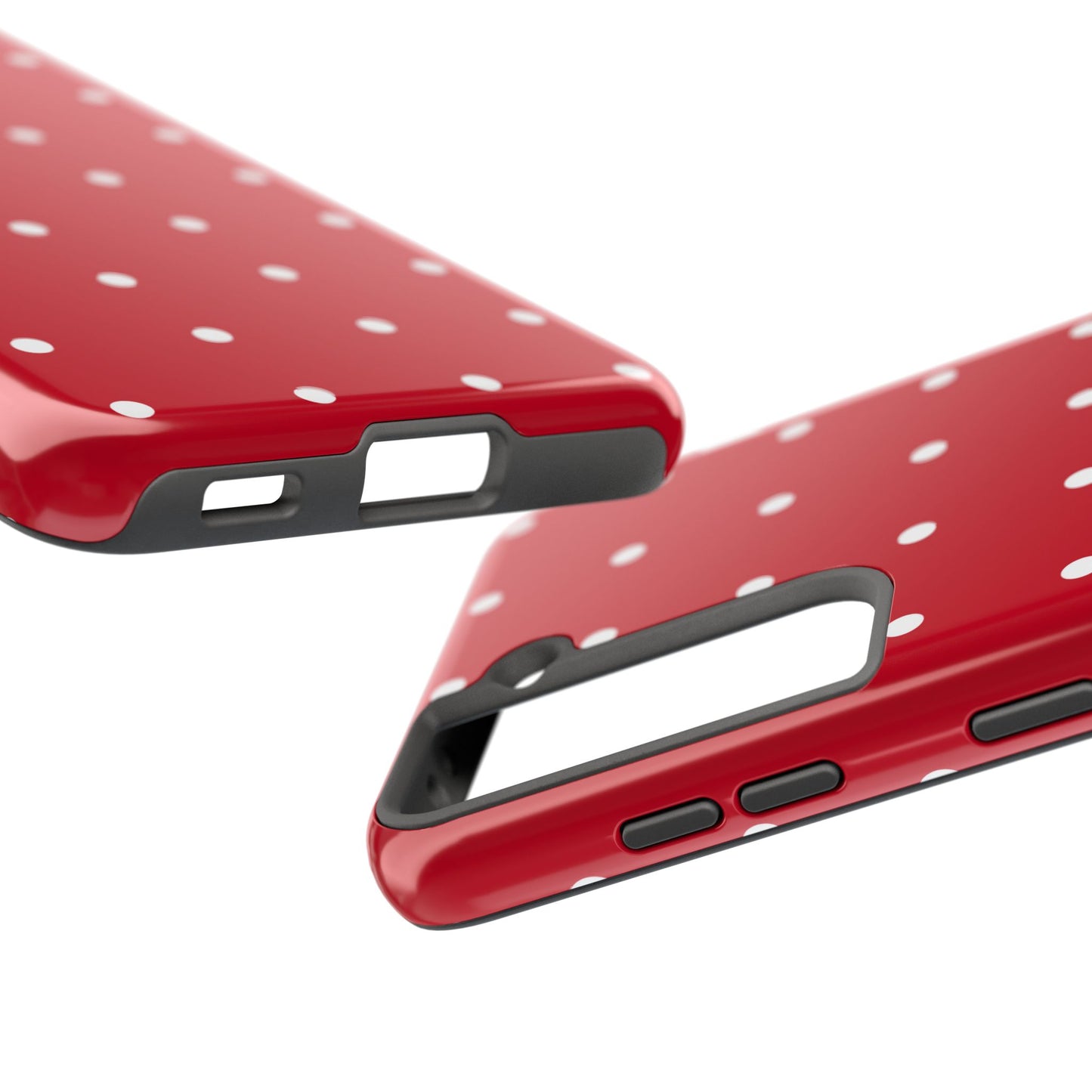Red Polka Dot Tough Phone Case — Durable Glossy Protective Phone Cover