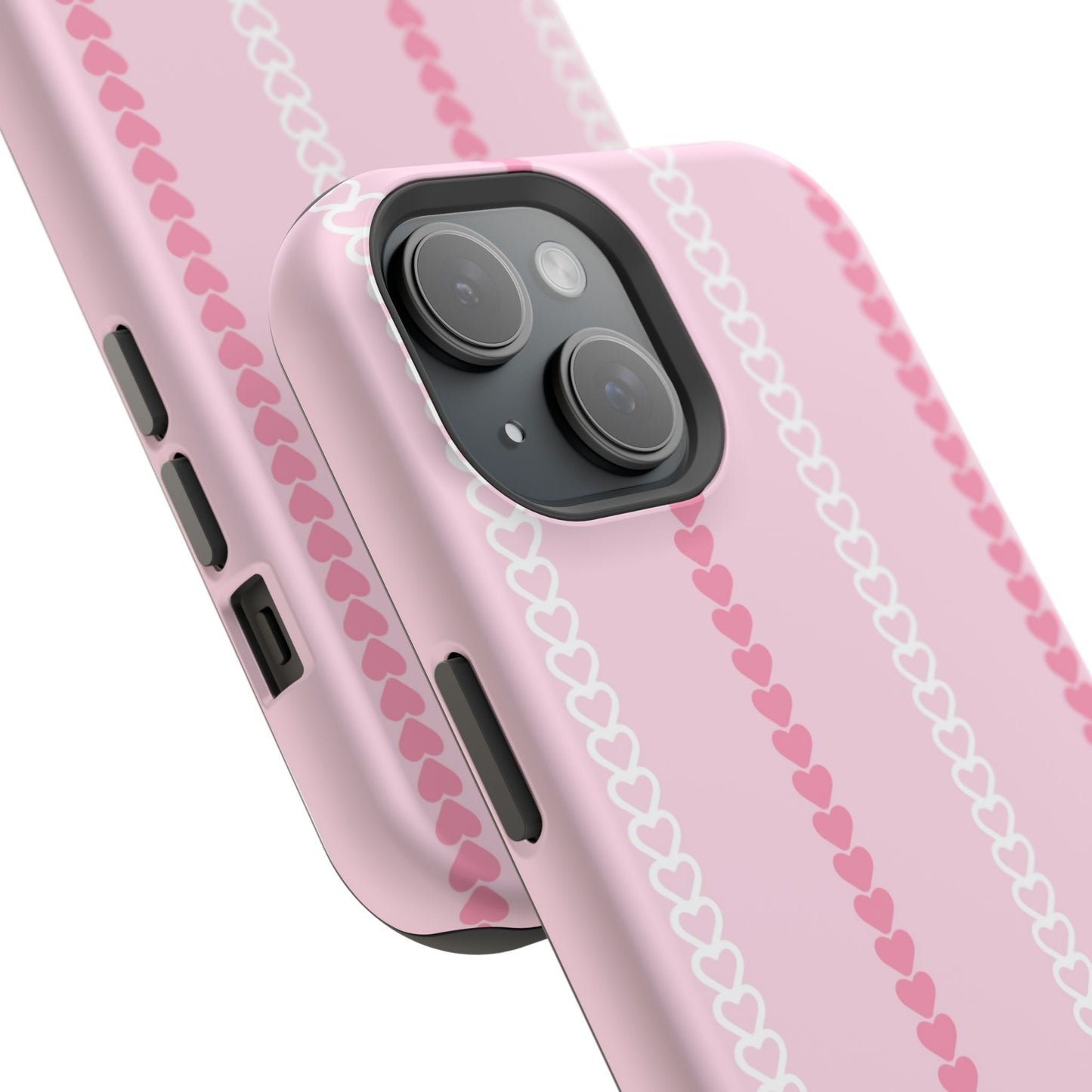 Pink Heart Stripe Impact-Resistant Phone Case