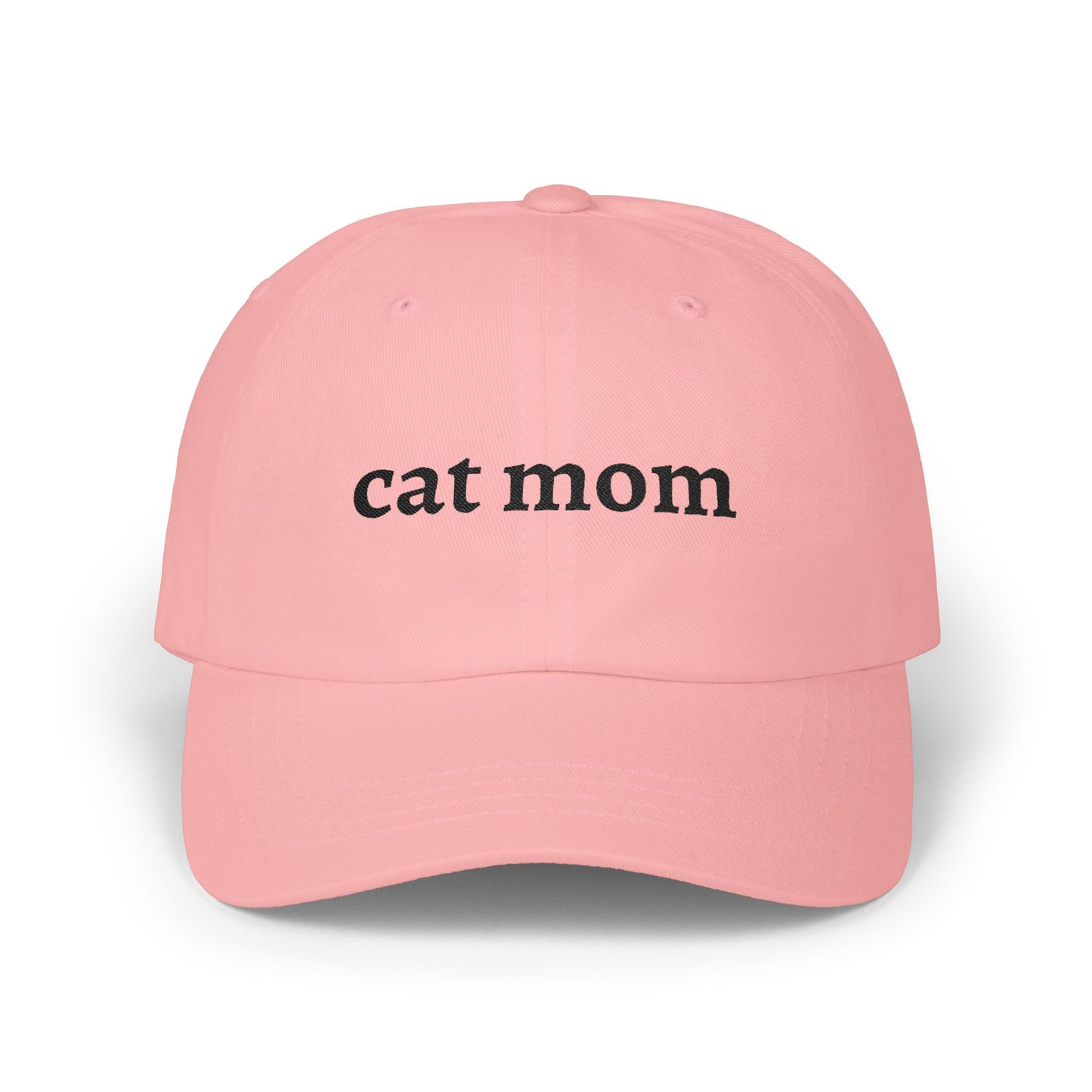 Cat Mom Cap — Embroidered White Baseball Hat for Cat Lovers