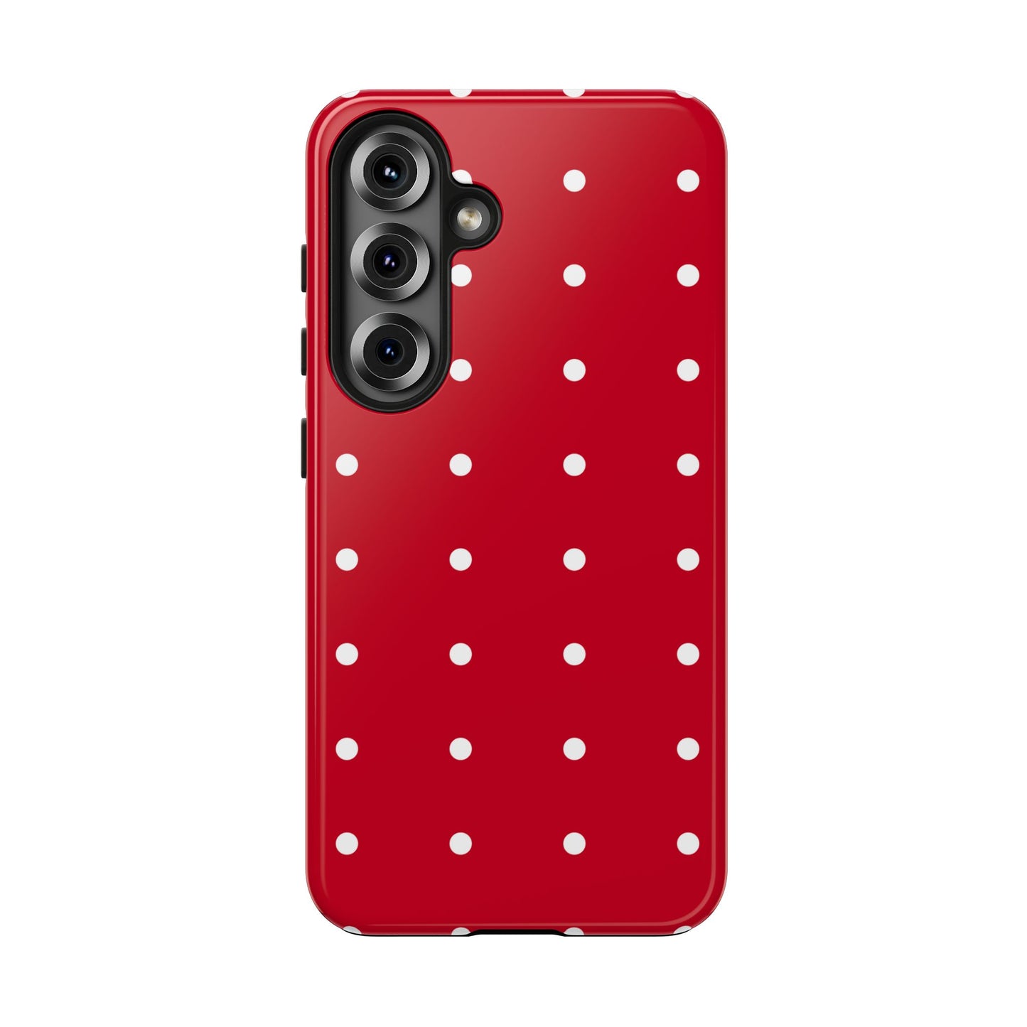 Red Polka Dot Tough Phone Case — Durable Glossy Protective Phone Cover