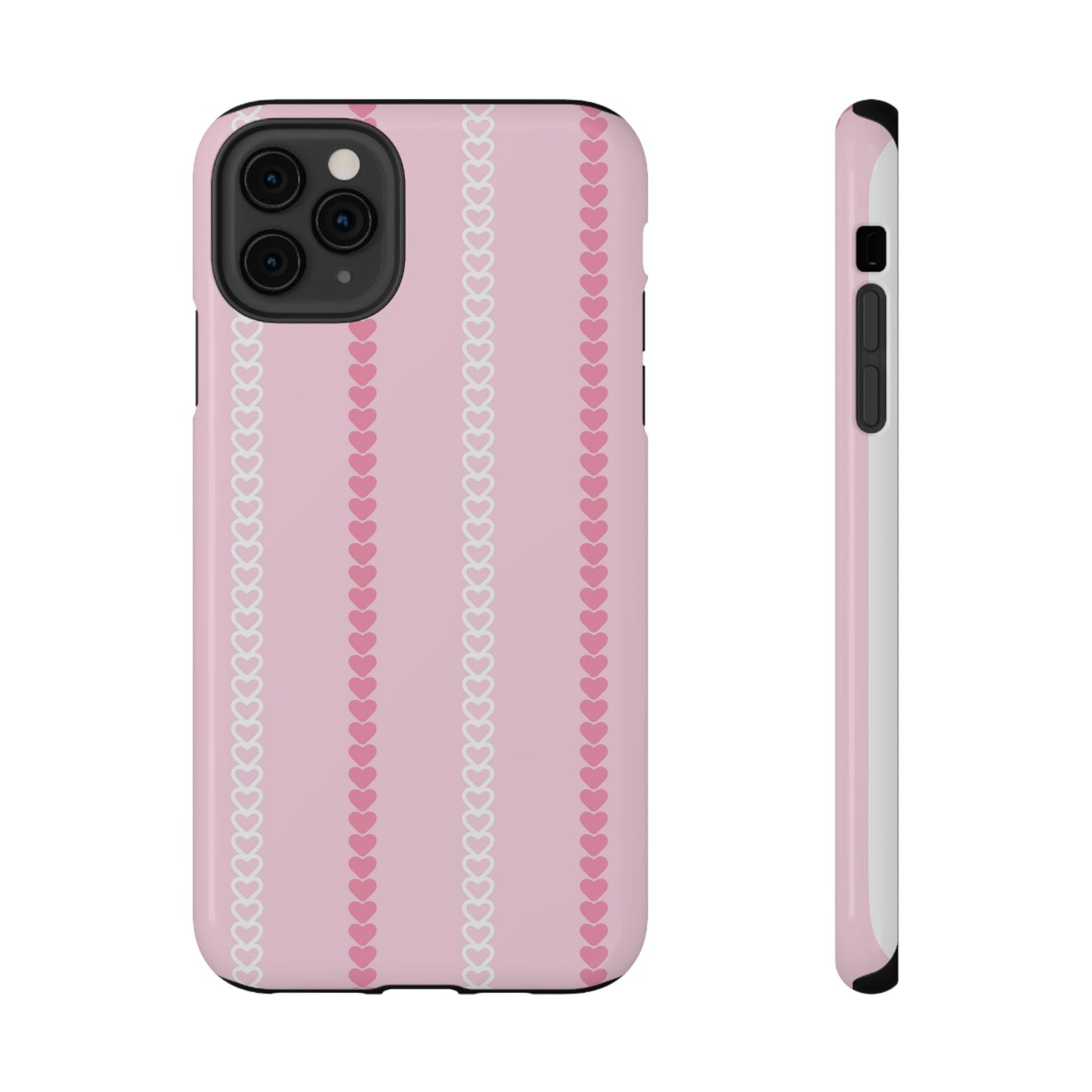 Pink Heart Stripe Impact-Resistant Phone Case