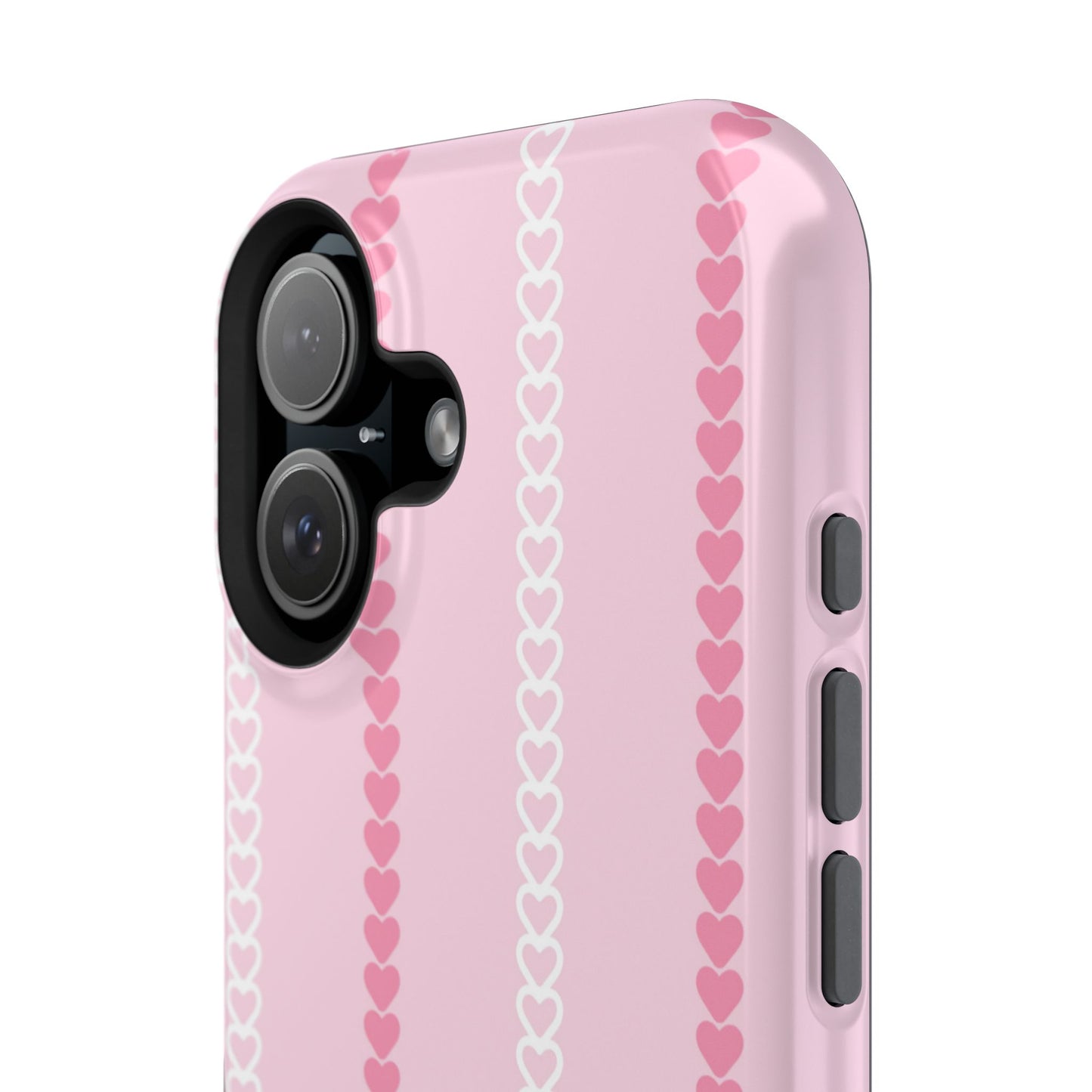 Pink Heart Stripe Impact-Resistant Phone Case