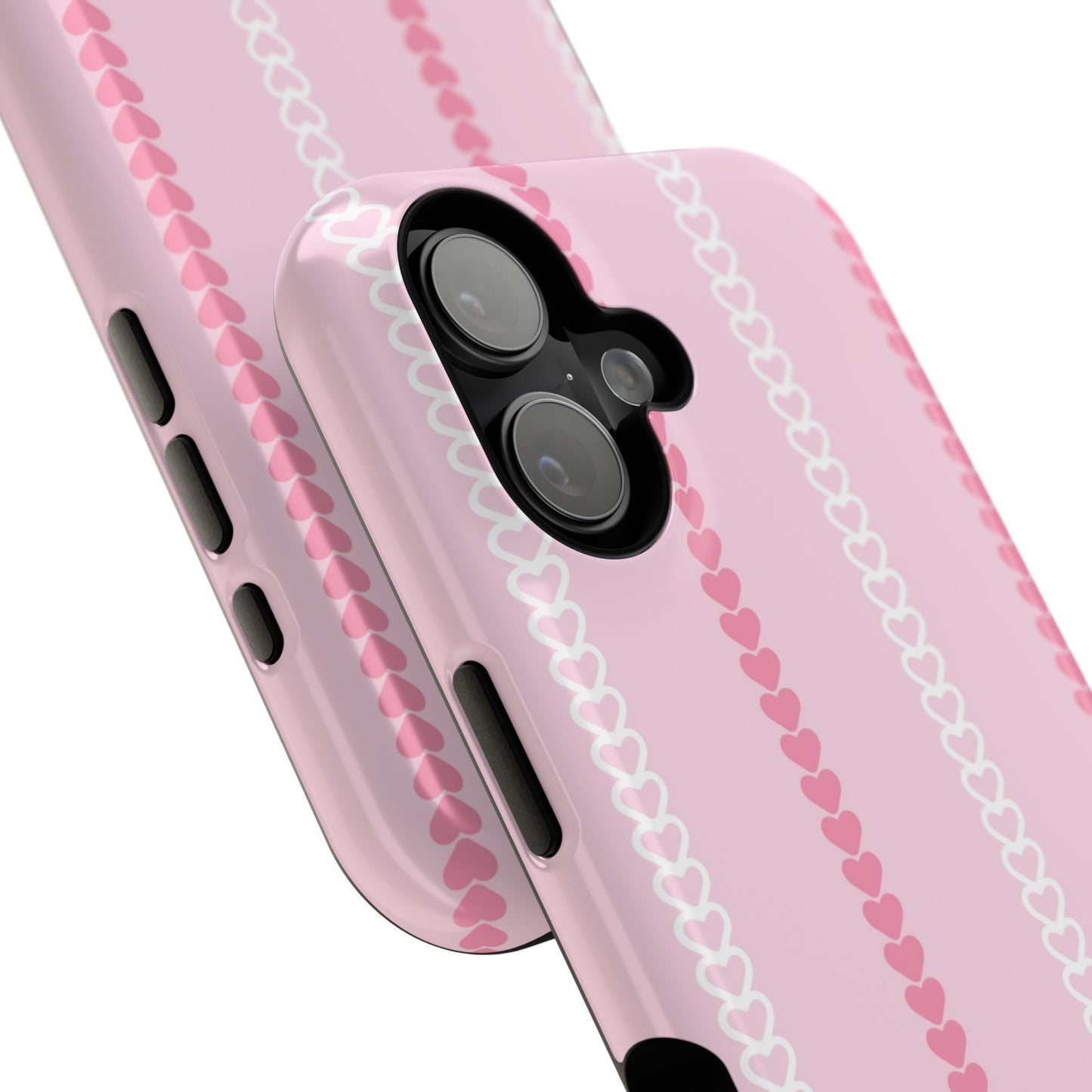Pink Heart Stripe Impact-Resistant Phone Case