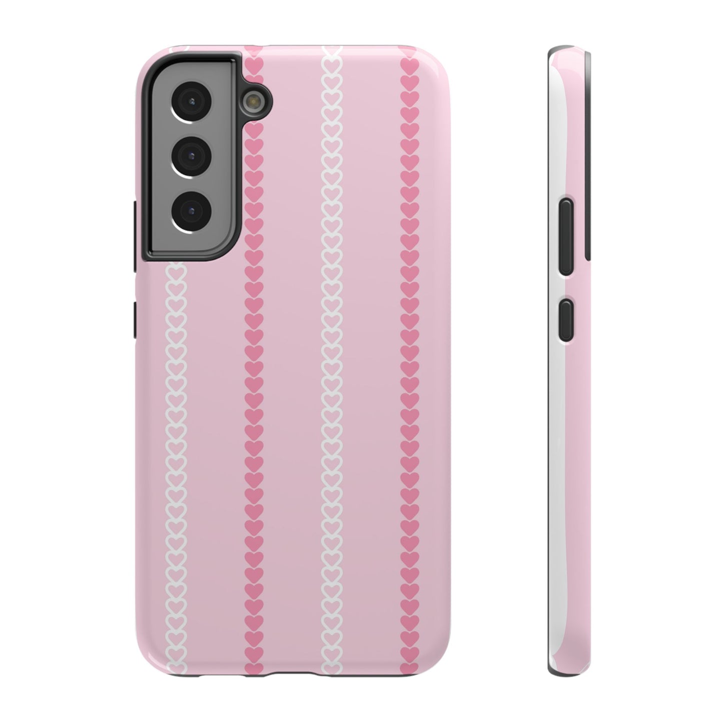 Pink Heart Stripe Impact-Resistant Phone Case