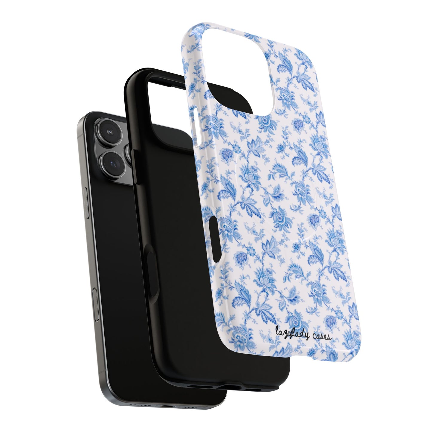 Tough Blue Flo Phone Case - Durable Magnetic Cover for Protection, Cute Gift for Her, Floral Pattern, Trending Tech Accessories