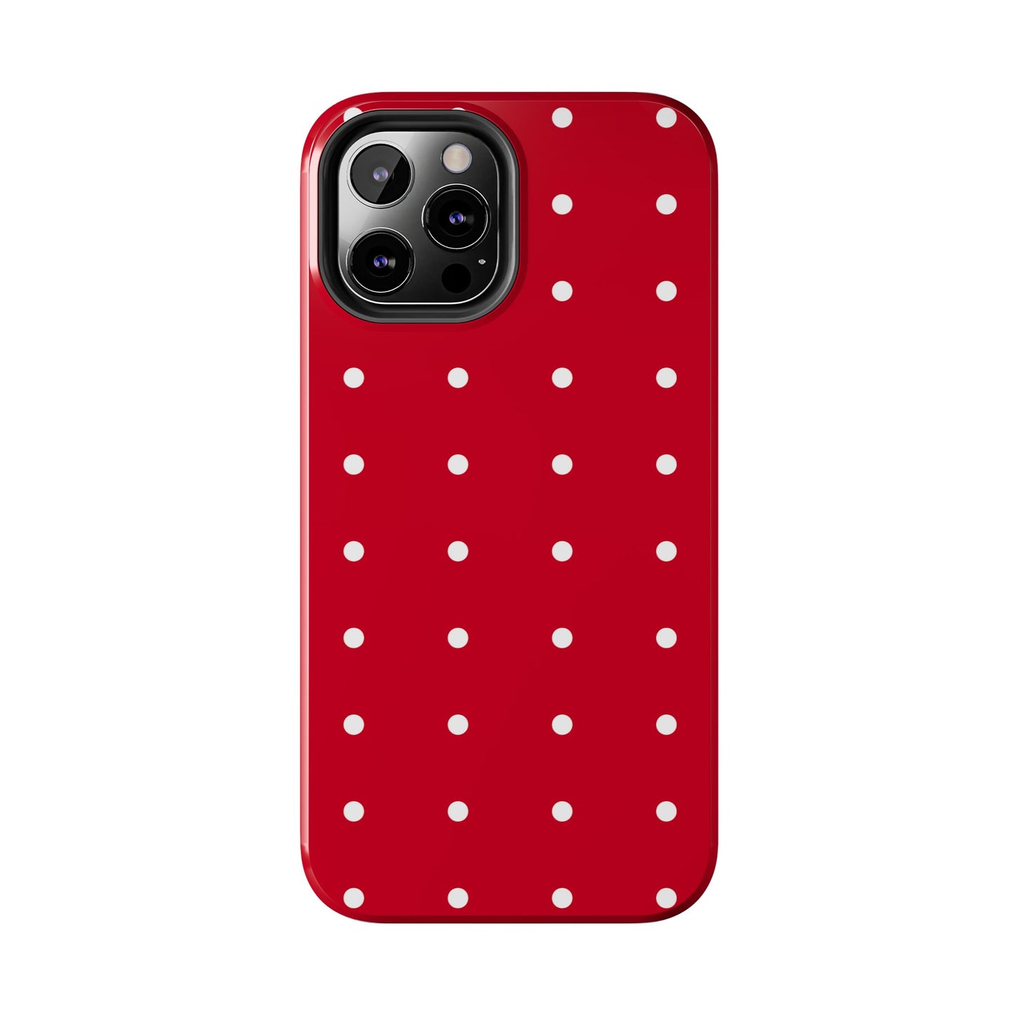 Red Polka Dot Tough Phone Case — Durable Glossy Protective Phone Cover