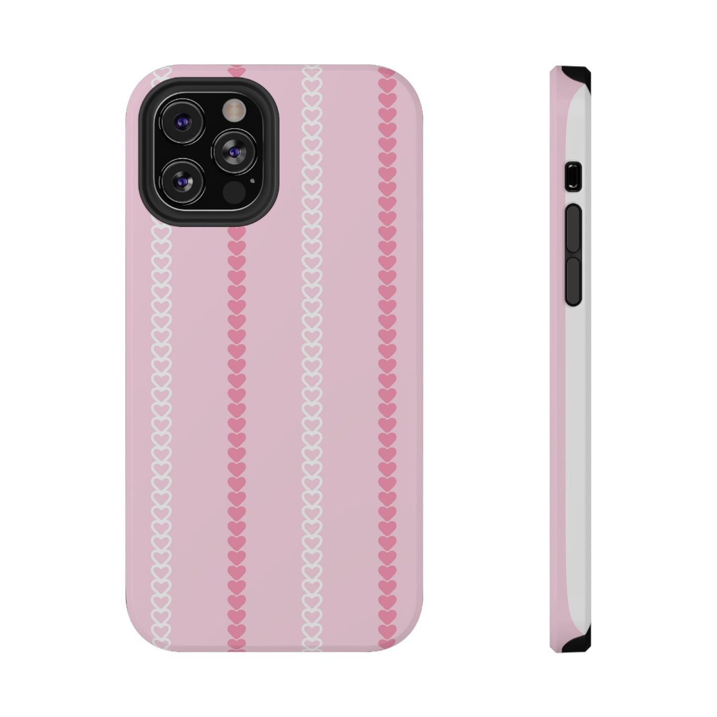 Pink Heart Stripe Impact-Resistant Phone Case