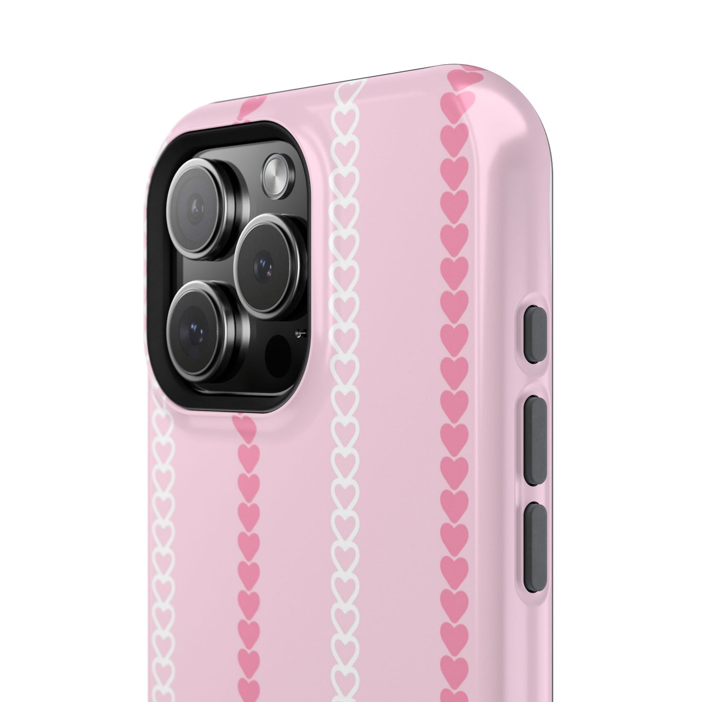 Pink Heart Stripe Impact-Resistant Phone Case