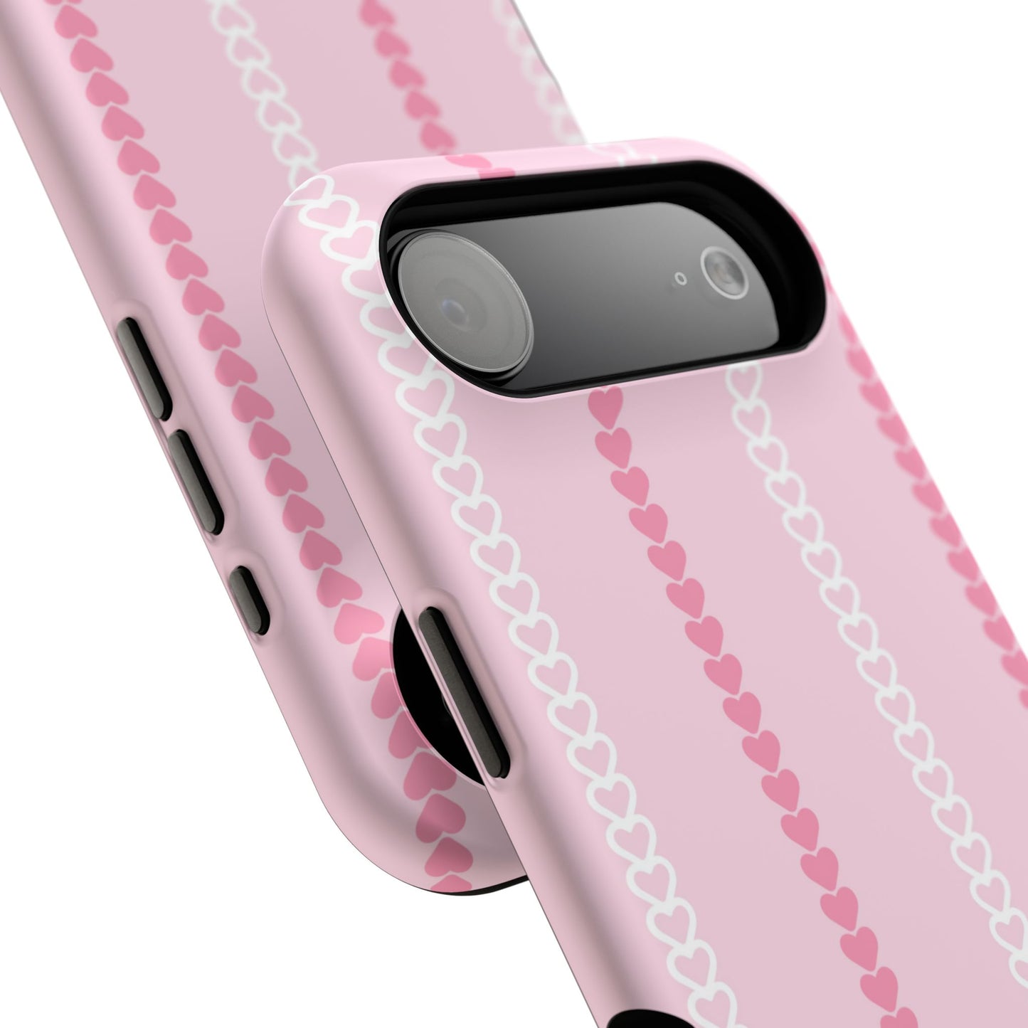 Pink Heart Stripe Impact-Resistant Phone Case