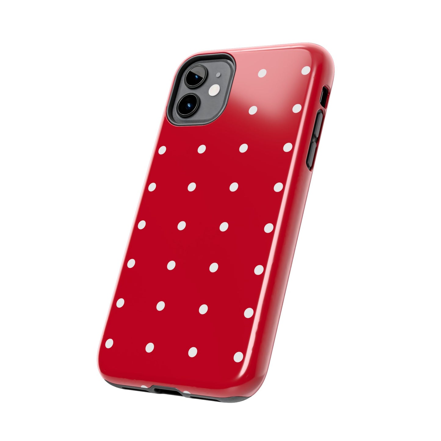 Red Polka Dot Tough Phone Case — Durable Glossy Protective Phone Cover