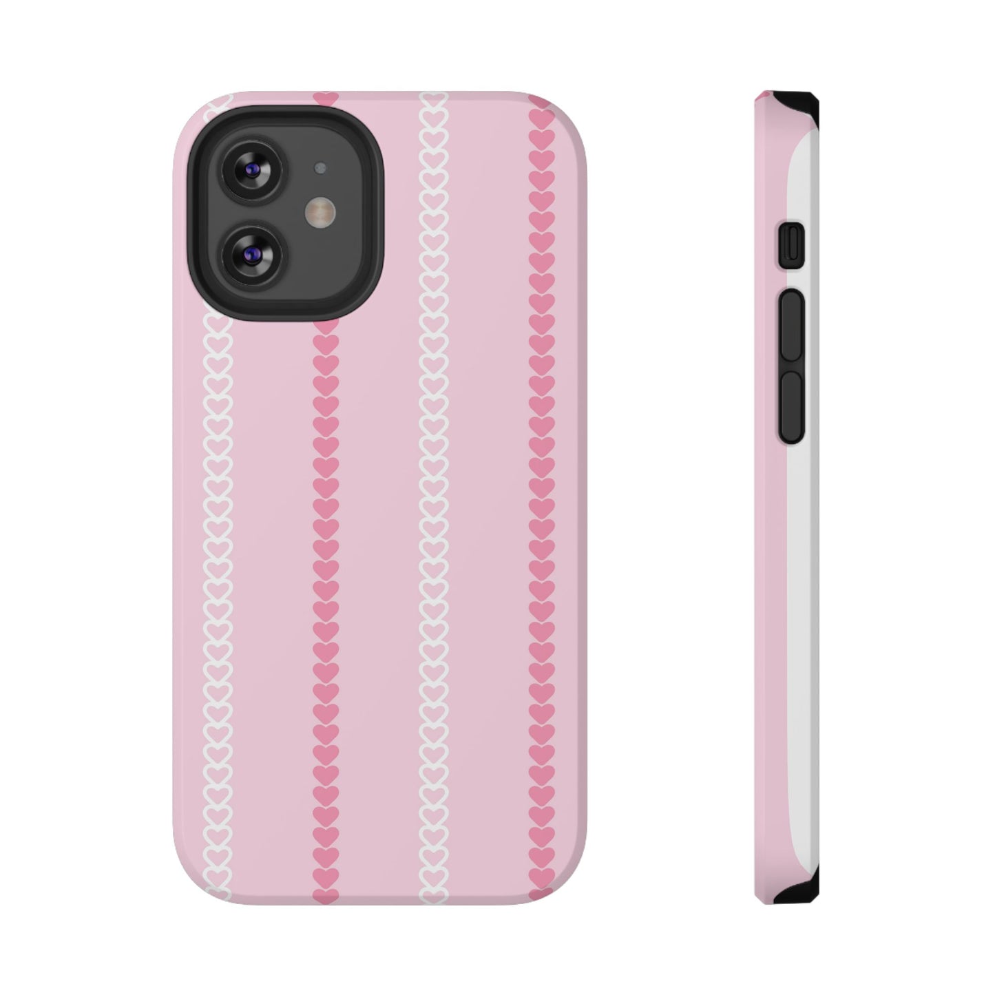 Pink Heart Stripe Impact-Resistant Phone Case
