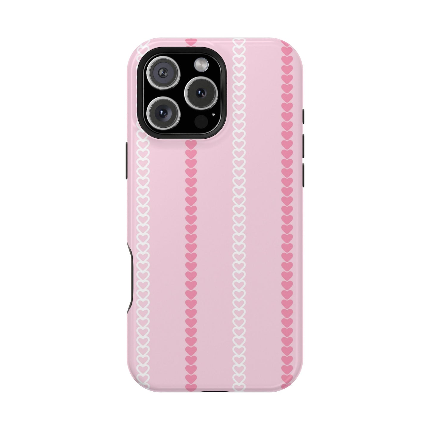 Pink Heart Stripe Impact-Resistant Phone Case